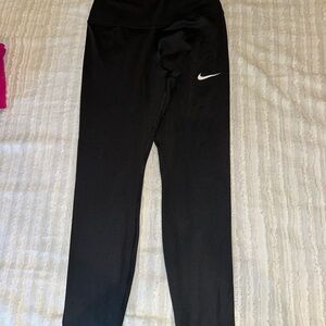 Nike Women's Black Leggings with White Logo
